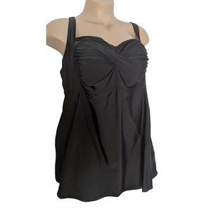 Ava & Viv One Piece Swimsuit Plus Size 24W Black Twist Front Padded Bra Women's